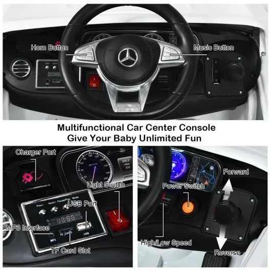 12 V Mercedes-Benz S63 Licensed Kids Ride On Car-White