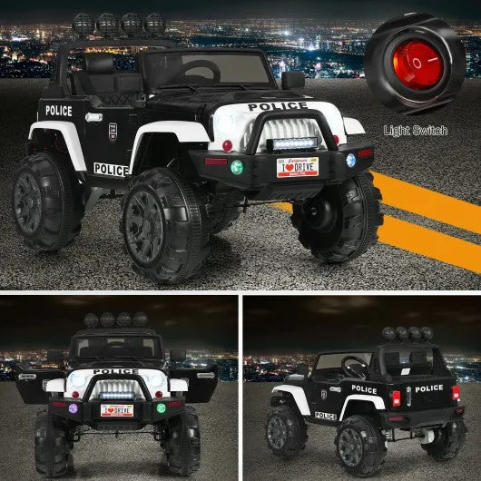 12V Kids Spring Suspension Ride On Truck-Black & White