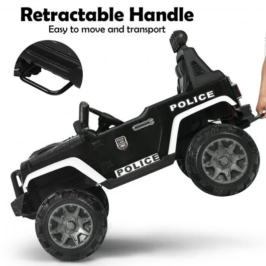 12V Kids Spring Suspension Ride On Truck-Black & White