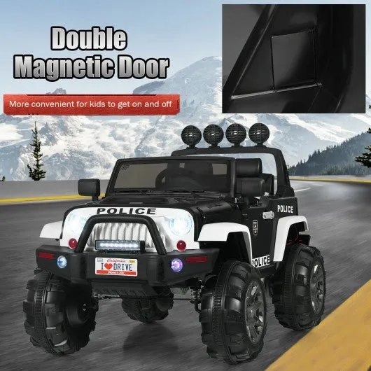 12V Kids Spring Suspension Ride On Truck-Black & White