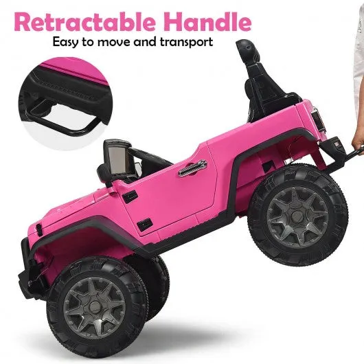12V Kids Spring Suspension Ride On Truck-Pink