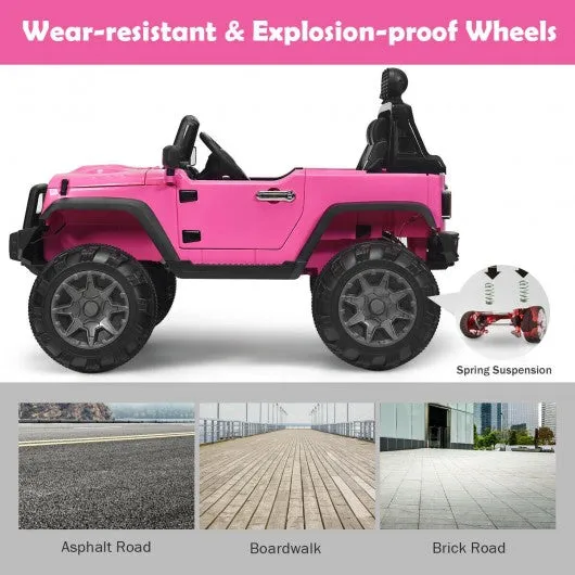12V Kids Spring Suspension Ride On Truck-Pink