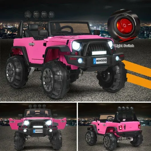 12V Kids Spring Suspension Ride On Truck-Pink
