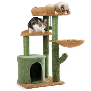 35.5" Cactus Cat Tree Tower with Scratching Posts, Pet Scratcher, 3-Tier Cat House Furniture