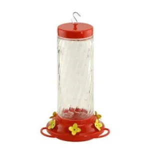 Bird Feeder, Hummingbird, Clear Swirl Glass, 30-oz.