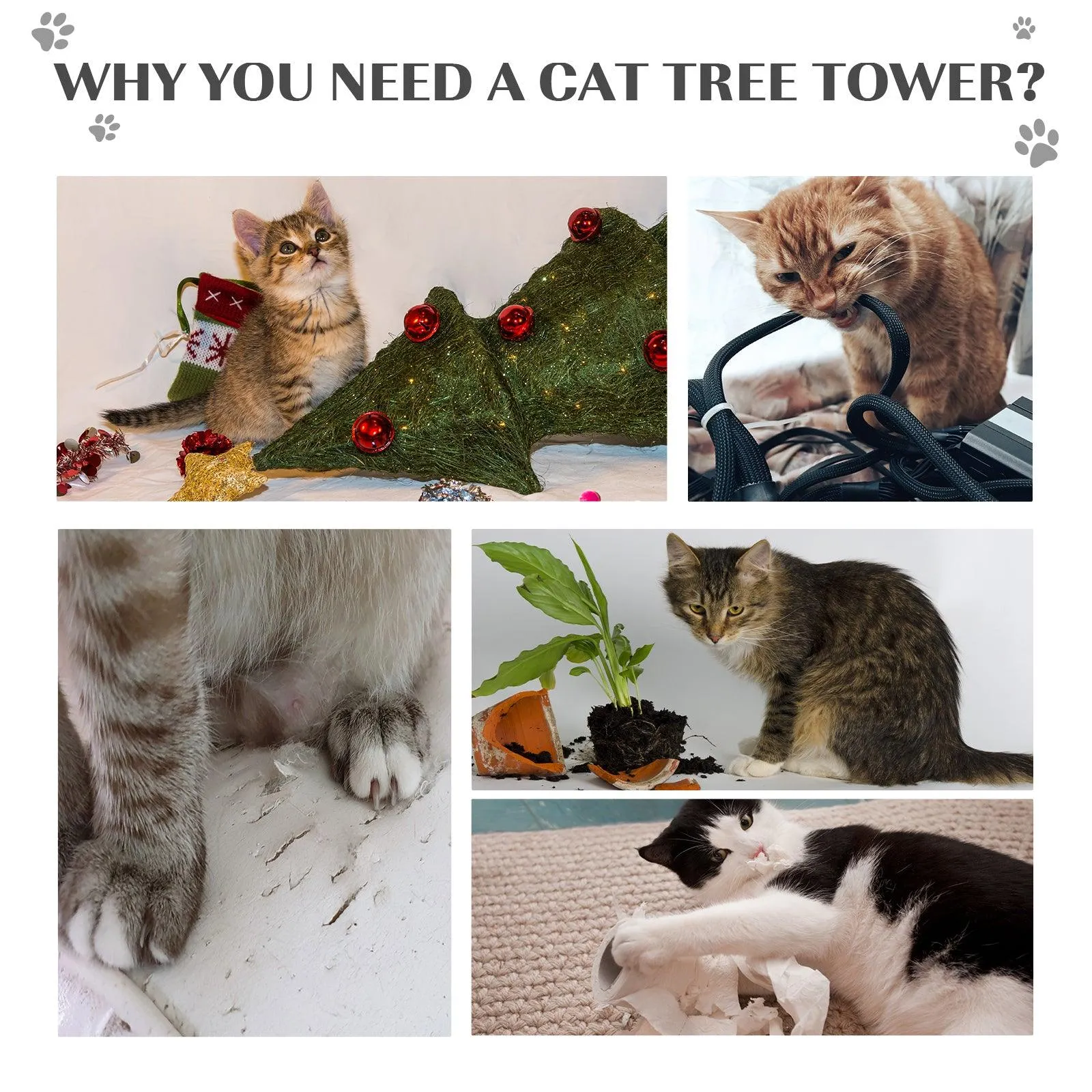 Cat Tree with Perch & Scratching Post - Beige