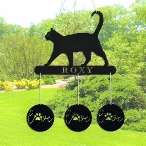 Custom Metal Cat wind Chime Metal Pet Garden Decor