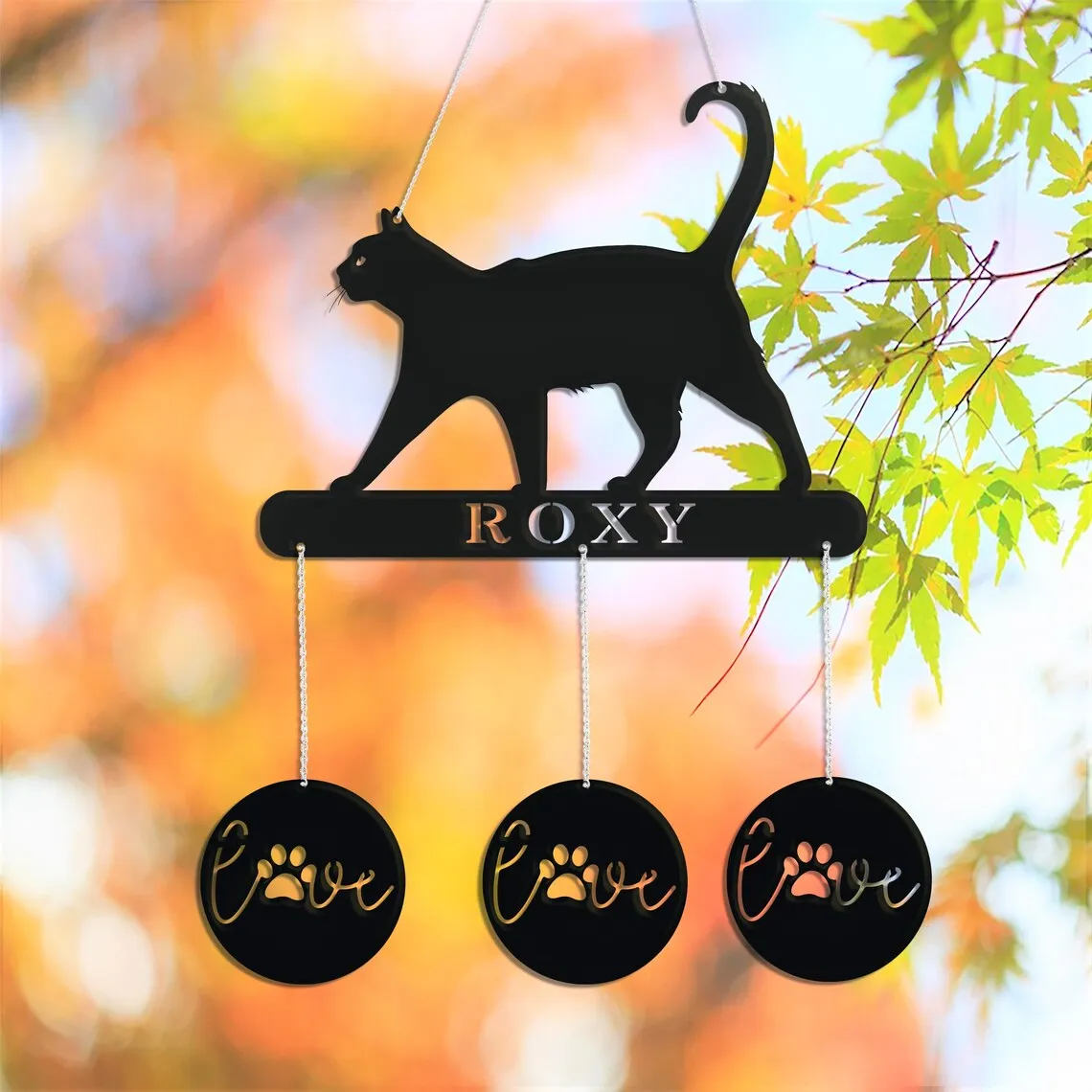 Custom Metal Cat wind Chime Metal Pet Garden Decor