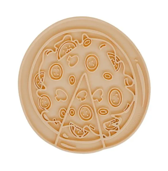 Dexypaws Pup-Peroni Pizza Enrichment Licking Mat, Yellow Cat & Dog