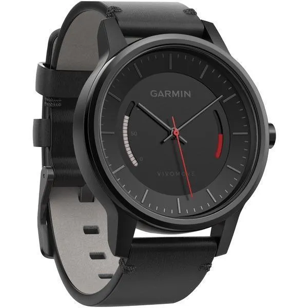 Garmin 010-N1597-10 Refurbished vivomove Classic Smart Watch (Black with Leather Band)