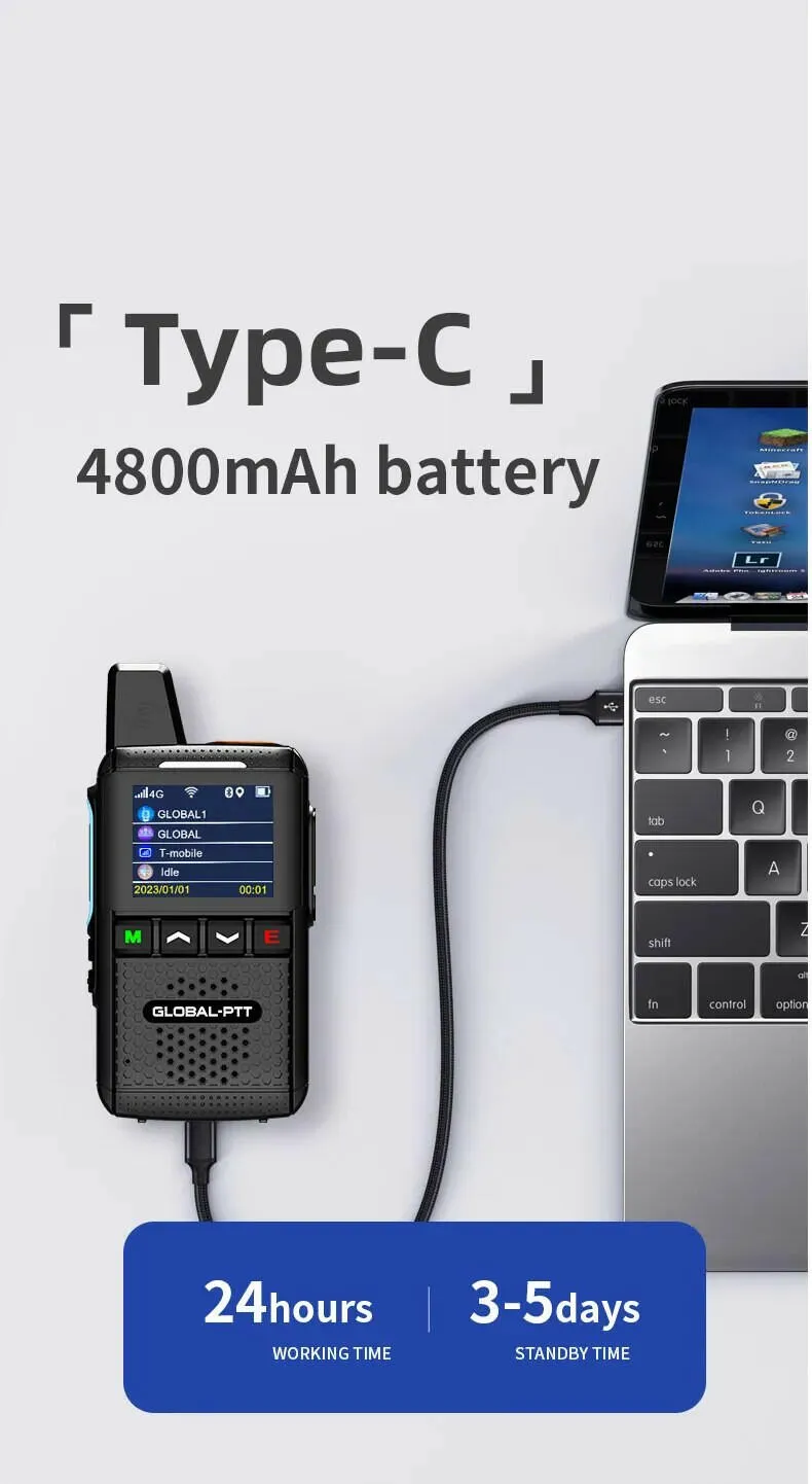 Global-ptt MX2 android walkietalkie zello 4G poc Wireless set mini two way radio long range communicator 4g 100 km GPS wifi