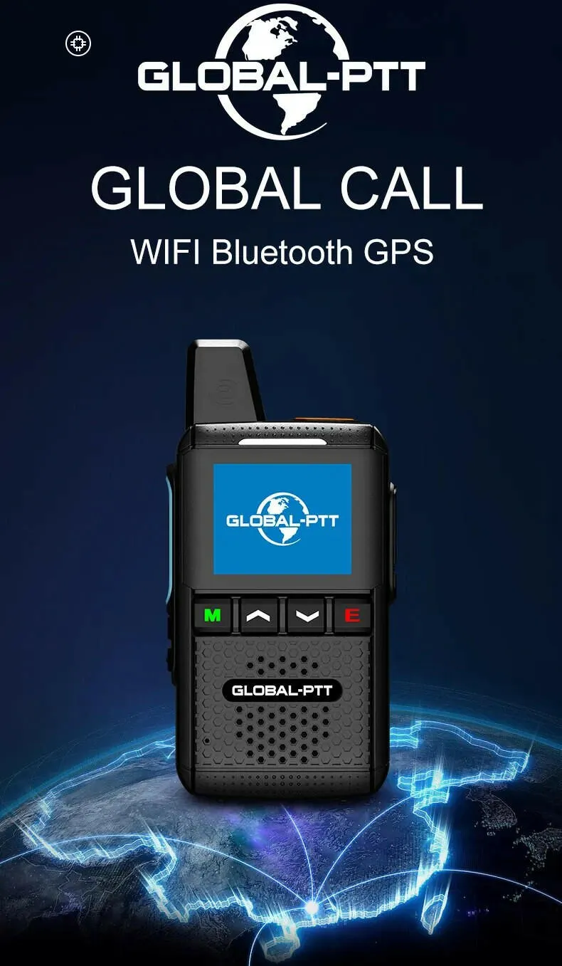Global-ptt MX2 android walkietalkie zello 4G poc Wireless set mini two way radio long range communicator 4g 100 km GPS wifi
