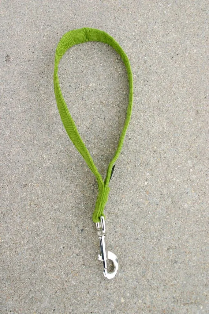 Hemp Dog Short Leash Avocado Corduroy 14" City Leash
