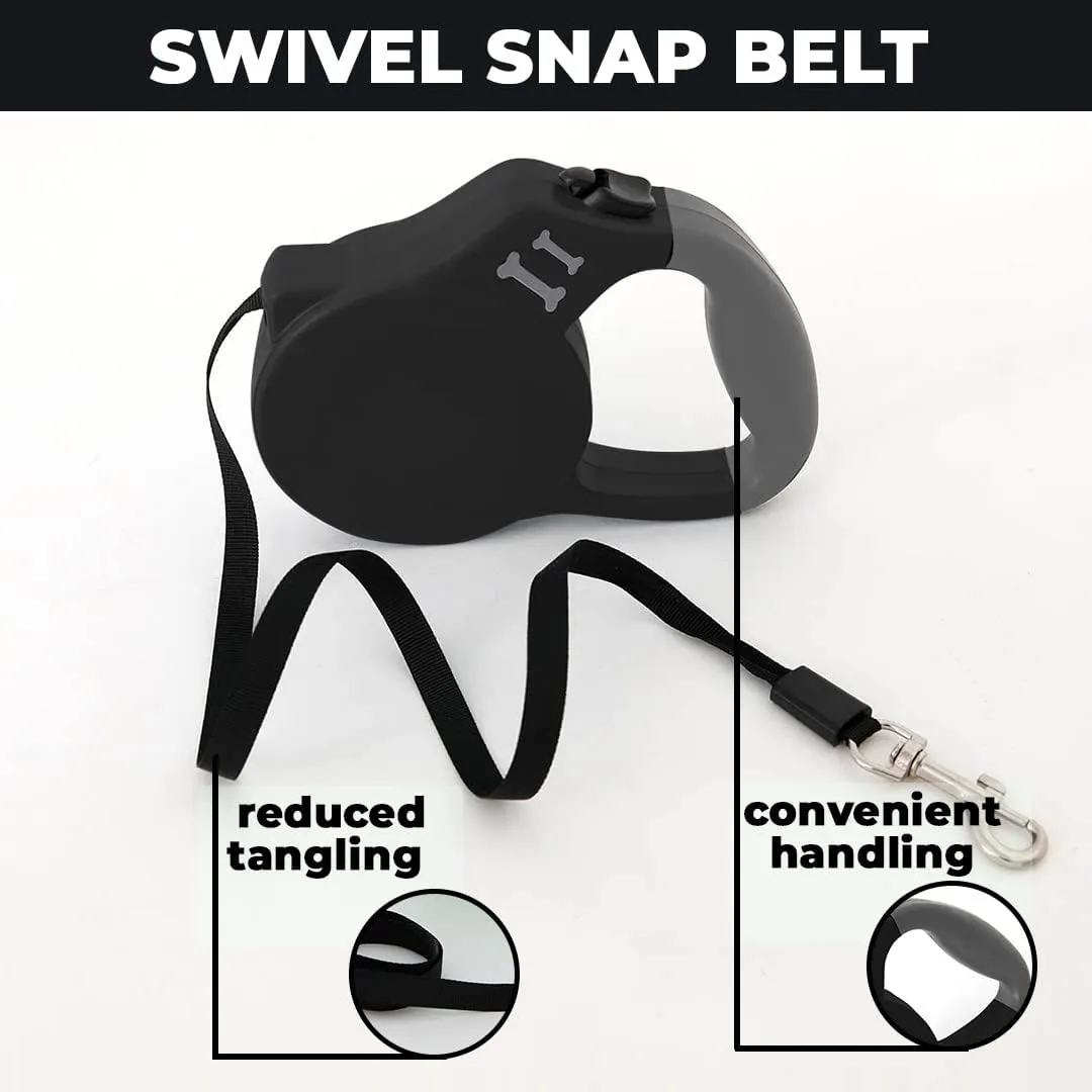 Kuber Industries Pack of 2 Retractable Dog Leash|One Button Break with Safety Lock|Automatic & Non-Slip Handle|Soft Padded Handle for Comfortable Grip|Pet Training & Walking Accessory|Black