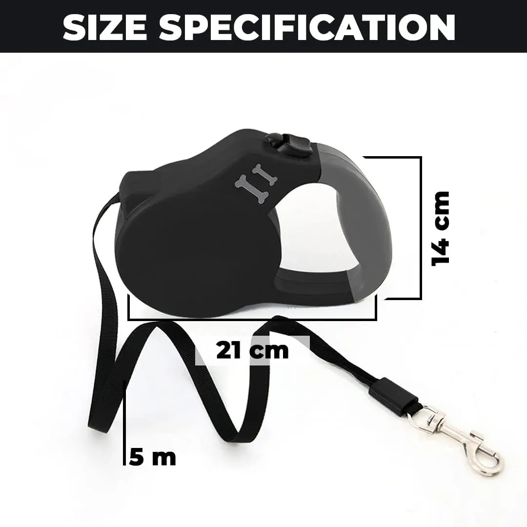Kuber Industries Pack of 2 Retractable Dog Leash|One Button Break with Safety Lock|Automatic & Non-Slip Handle|Soft Padded Handle for Comfortable Grip|Pet Training & Walking Accessory|Black