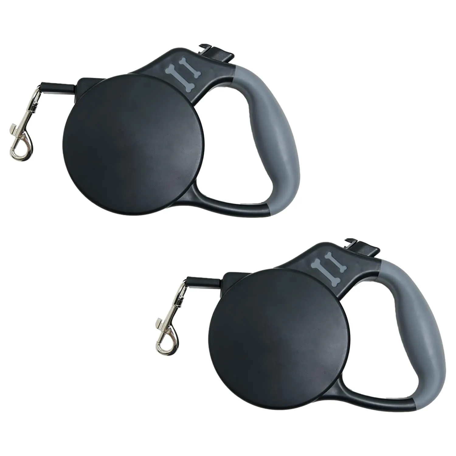 Kuber Industries Pack of 2 Retractable Dog Leash|One Button Break with Safety Lock|Automatic & Non-Slip Handle|Soft Padded Handle for Comfortable Grip|Pet Training & Walking Accessory|Black