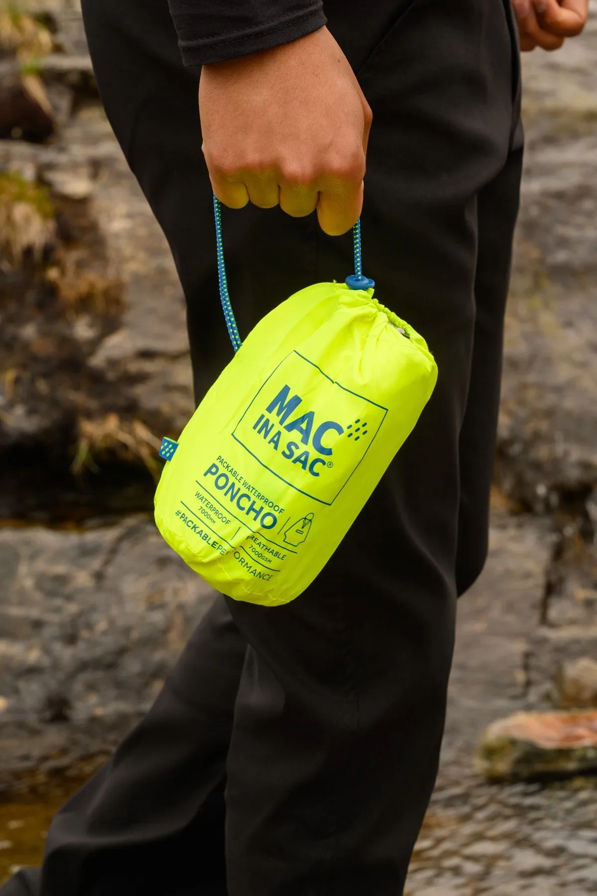 Mac in a Sac Adults Waterproof Breathable Windproof Packable Poncho-NEON YELLOW