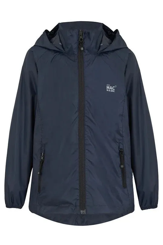 Mac in a Sac Kids Waterproof Breathable Windproof Packable Origin Jacket-NAVY