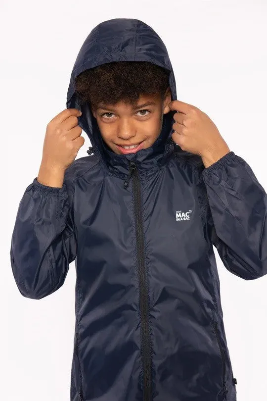 Mac in a Sac Kids Waterproof Breathable Windproof Packable Origin Jacket-NAVY