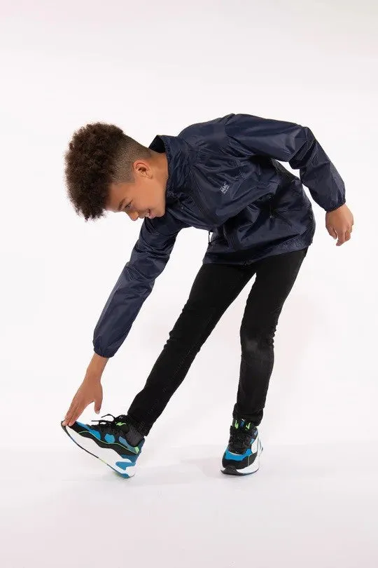 Mac in a Sac Kids Waterproof Breathable Windproof Packable Origin Jacket-NAVY