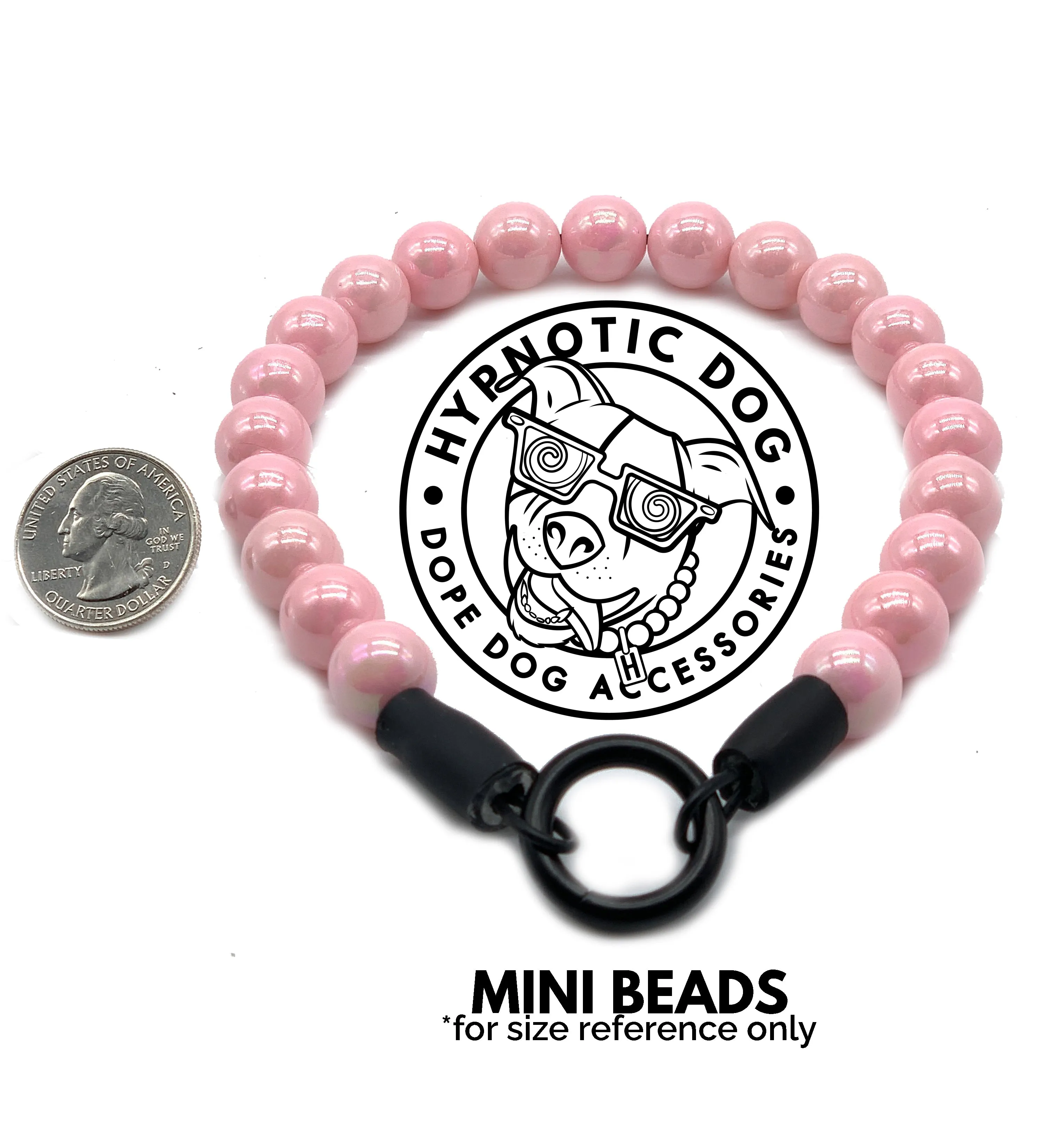 MINI Pink Cat's Eye Semi-precious Gemstone [Small Dog/Cat Bead Collar]