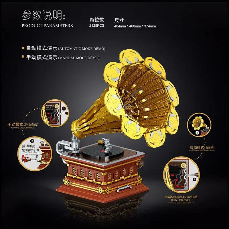 MOC Ideas RC APP Retro Phonograph Bricks Toys