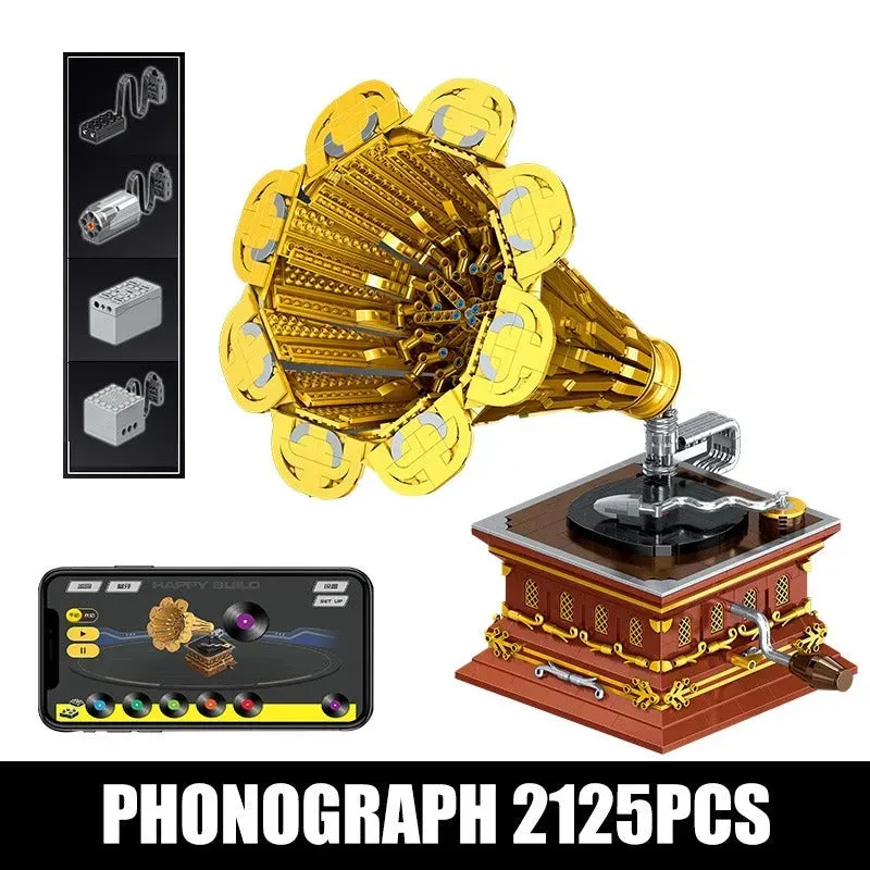 MOC Ideas RC APP Retro Phonograph Bricks Toys