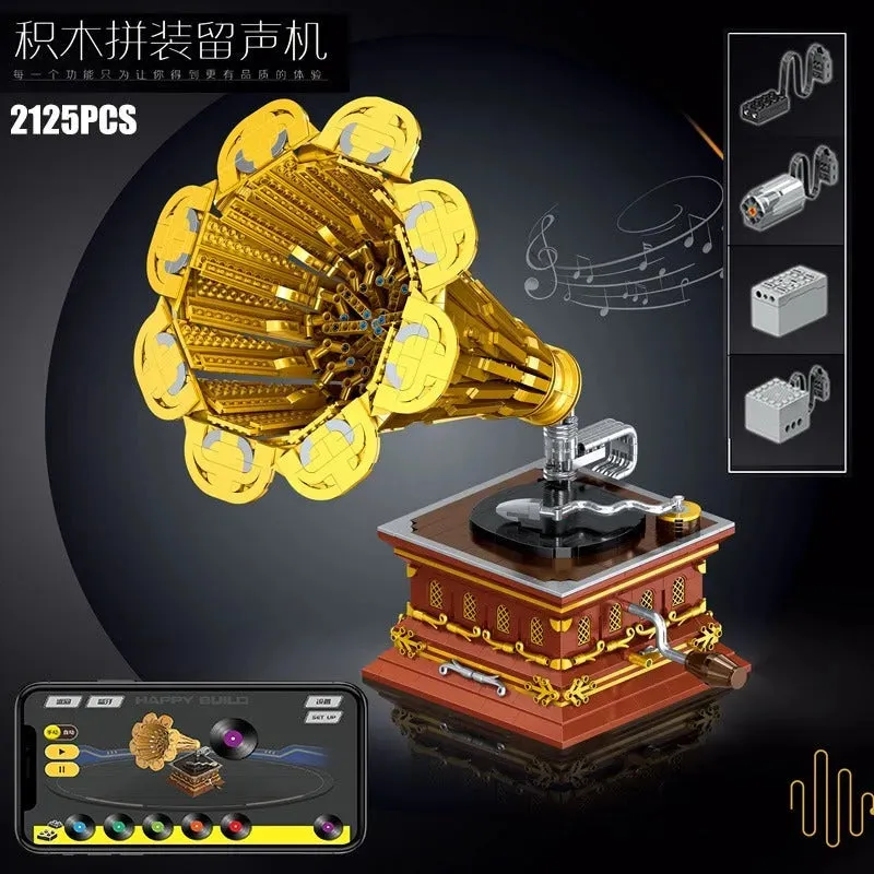 MOC Ideas RC APP Retro Phonograph Bricks Toys