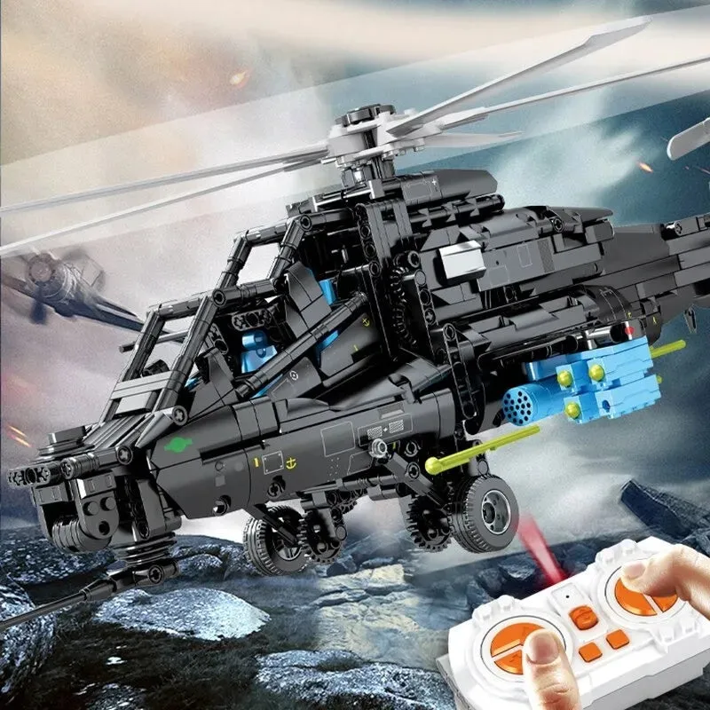 MOC RC Military Z10 Attack Helicopter Bricks Toy