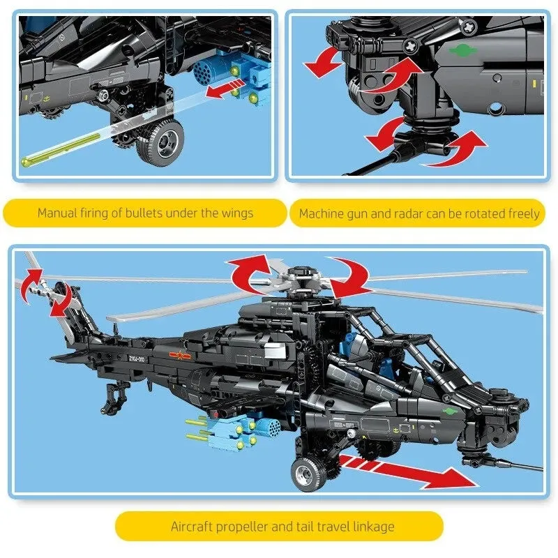 MOC RC Military Z10 Attack Helicopter Bricks Toy