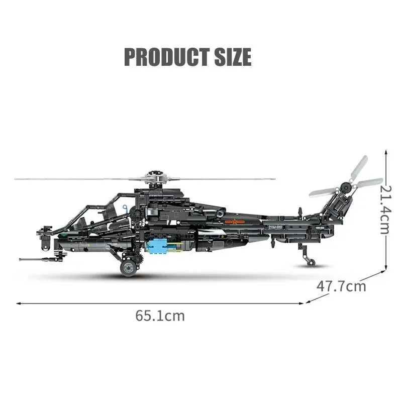MOC RC Military Z10 Attack Helicopter Bricks Toy