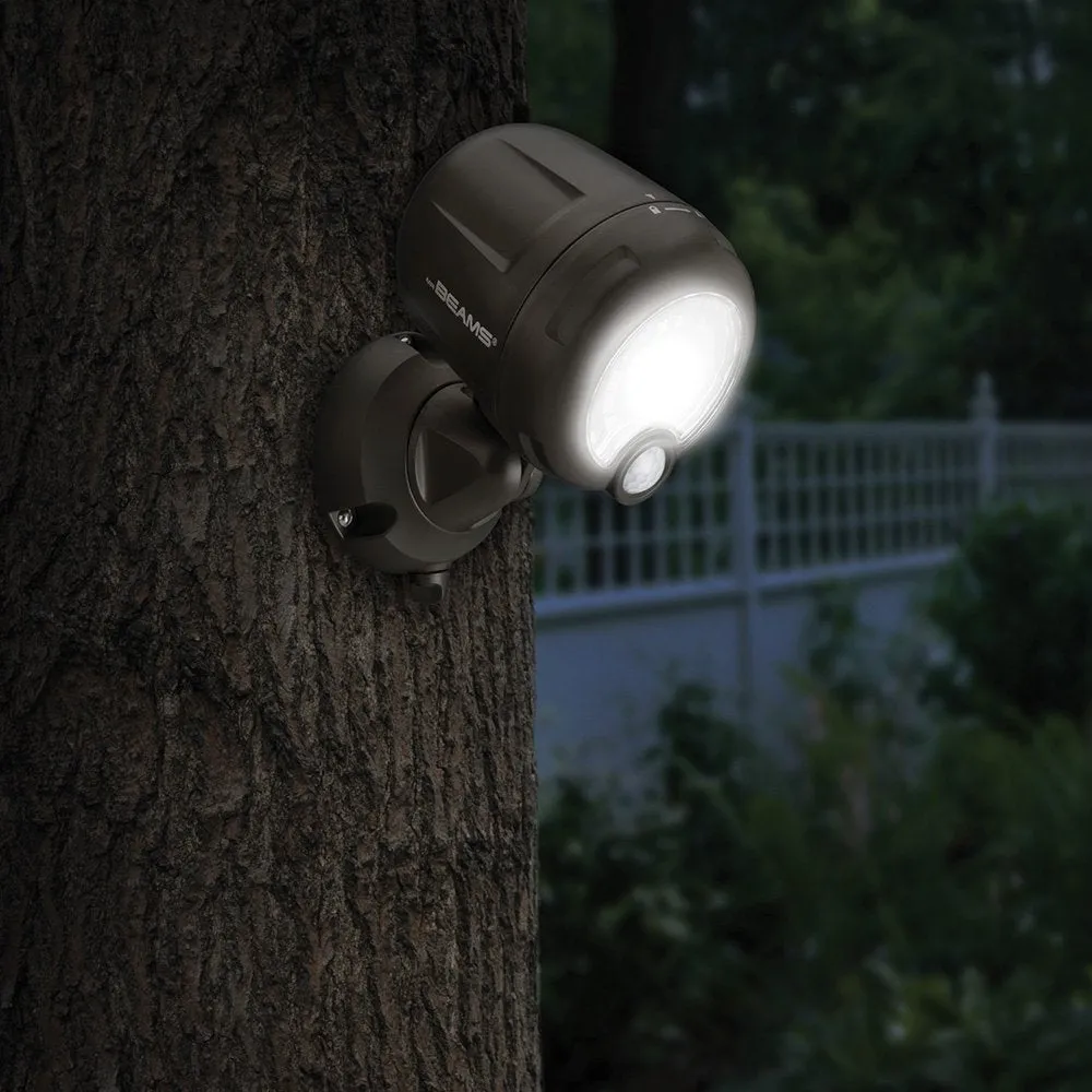 Mr. Beams MB360XT Wireless Battery-Operated Outdoor Motion-Sensor-Activated 200 Lumen LED Spotlight, Brown, 2-Pack