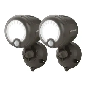 Mr. Beams MB360XT Wireless Battery-Operated Outdoor Motion-Sensor-Activated 200 Lumen LED Spotlight, Brown, 2-Pack