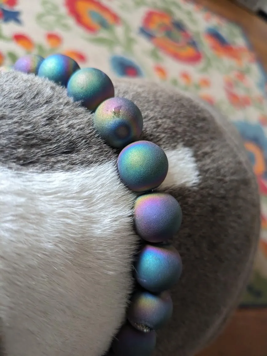 Multicolor Druzy Agate Semi-precious Gem Bead Collar