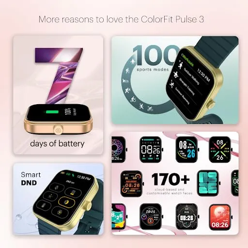 Noise Newly Launched ColorFit Pulse 3 with 1.96" Biggest Display Bluetooth Calling Smart Watch, Premium Build, Auto Sport Detection & 170  Watch Faces Smartwatch for Men & Women (Silver Grey)