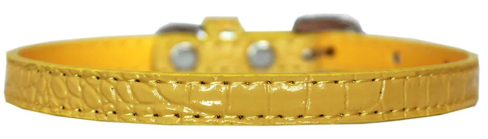 Omaha Plain Croc Dog Collar Yellow Size 10