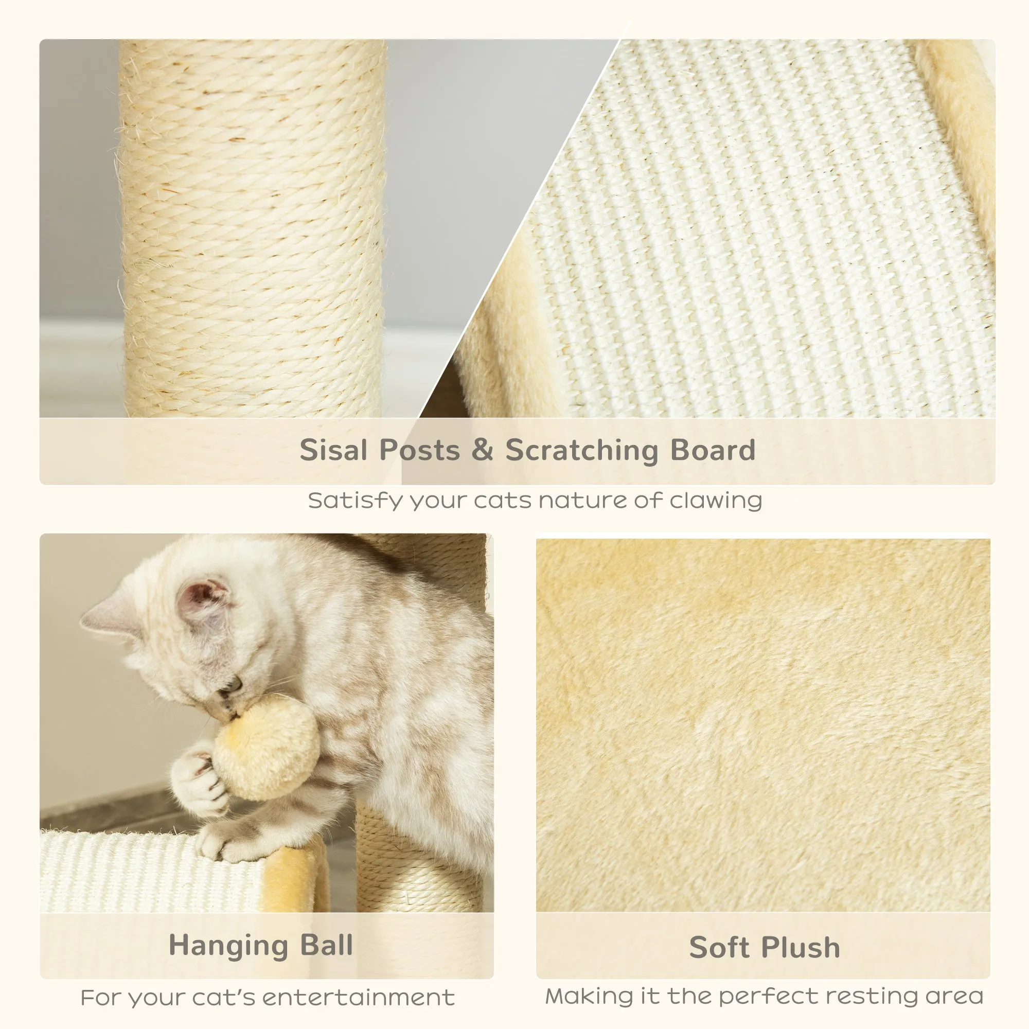 PawHut Cat Tree Kitten Scratching Scratcher Cosy Sisal Home Play Rest Activity