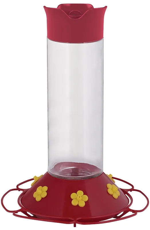 Perky-Pet 209B Bird Feeder, 30 oz, 6-Port/Perch, Glass/Plastic, Bright Red/Yellow, 8.3 in H :EA: QUANTITY: 1