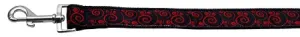Red And Black Swirly Nylon Dog Leash 3-8 Inch Wide 4ft Long