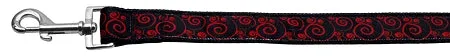 Red And Black Swirly Nylon Dog Leash 3-8 Inch Wide 4ft Long