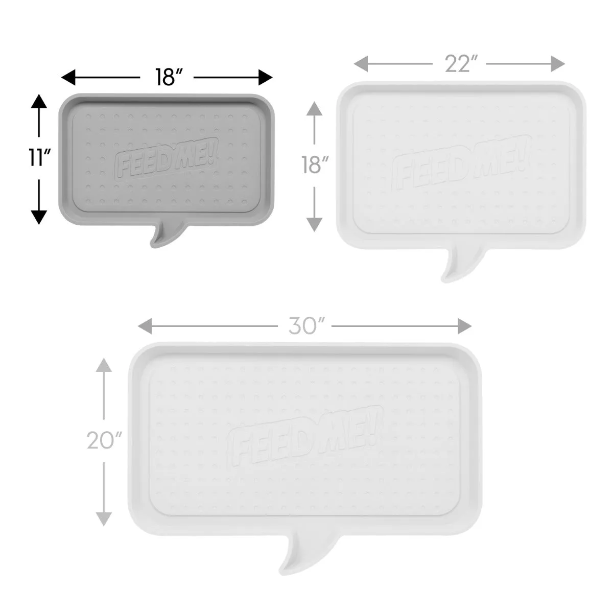 Small "FEED ME" Feeding Mat for Dog or Cat, Light Gray