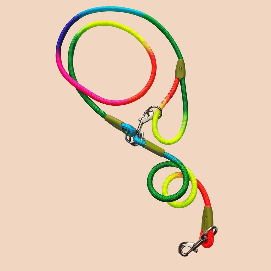SOGA 220cm Multifunction Hands Free Rope Pet Cat Dog Puppy Double Ended Leash for Walking Training Tracking Obedience Rainbow