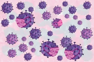 Stay dry digital printed PUL - Covid-19 - Purple