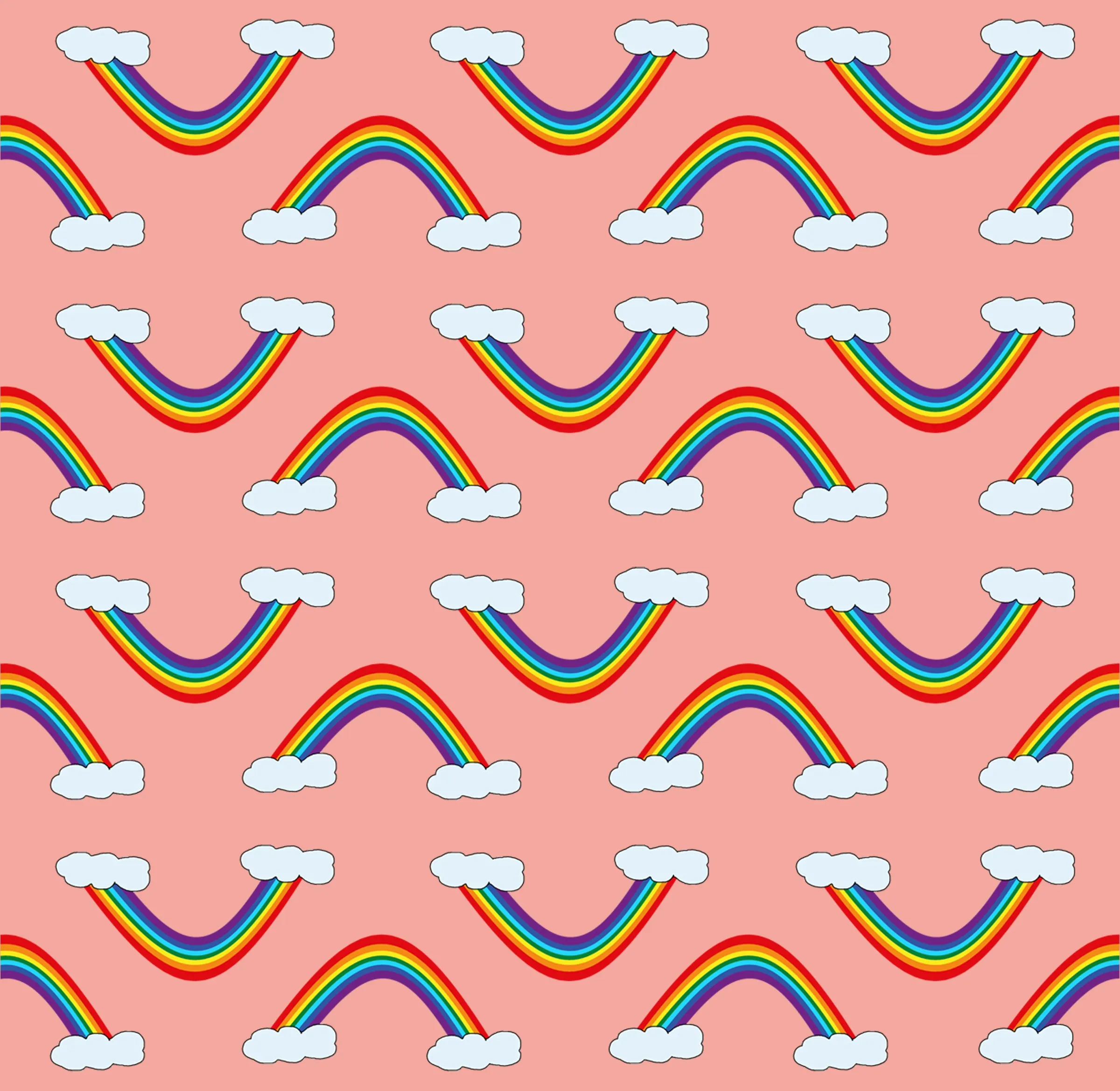 Stay dry digital printed PUL - Rainbow - Coral