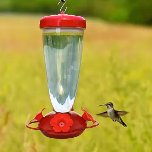 Top Fill Red Petunia Flower Hummingbird Feeder