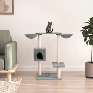 vidaXL Cat Tree with Scratching Posts Light Grey 82 cm