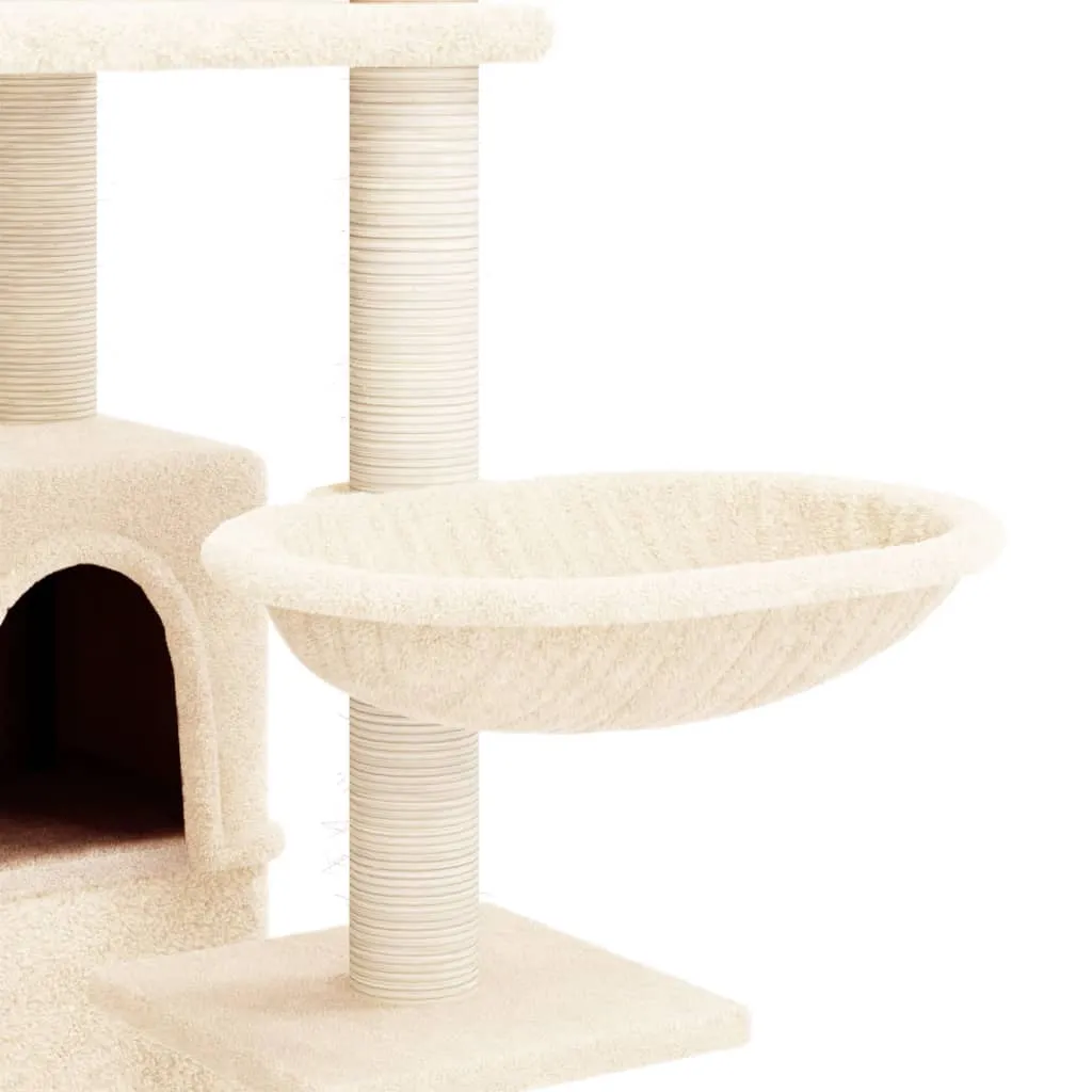 vidaXL Cat Tree with Sisal Scratching Posts Cream 175 cm