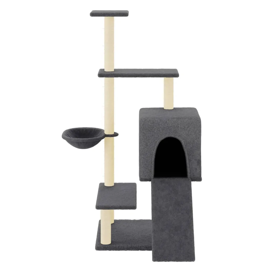 vidaXL Cat Tree with Sisal Scratching Posts Dark Grey 130.5 cm