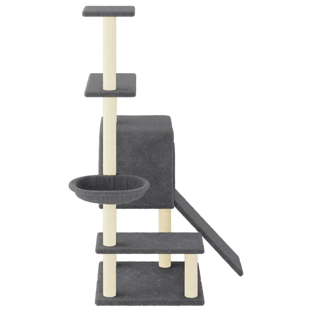 vidaXL Cat Tree with Sisal Scratching Posts Dark Grey 130.5 cm