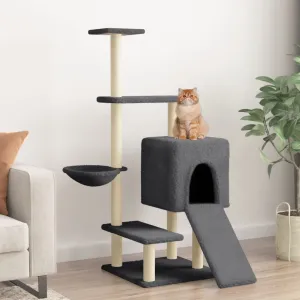 vidaXL Cat Tree with Sisal Scratching Posts Dark Grey 130.5 cm